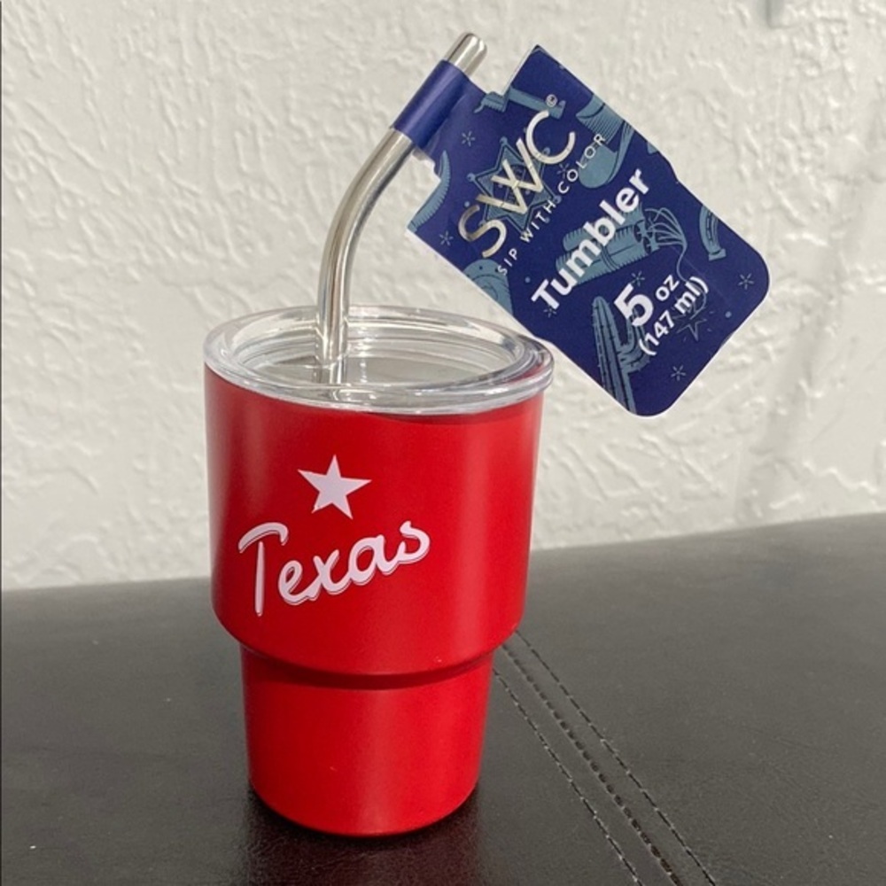 Texas Red mini Tumbler with Straw